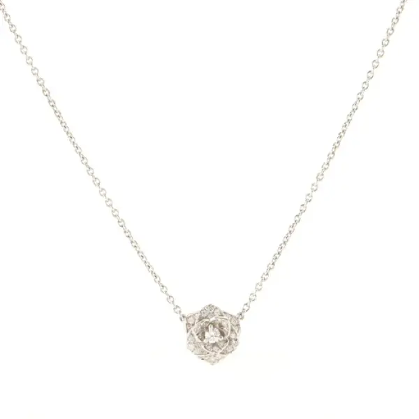 Piaget Rose Pendant Necklace 18K White Gold and Diamonds