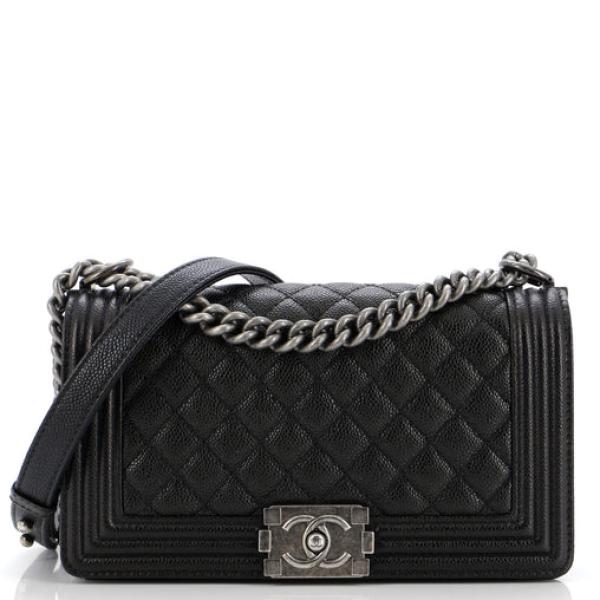 Chanel Boy Flap Bag Quilted Caviar Old Medium