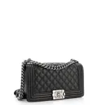 Chanel Boy Flap Bag Quilted Caviar Old Medium