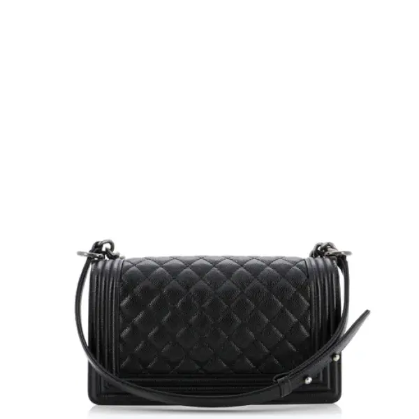 Chanel Boy Flap Bag Quilted Caviar Old Medium