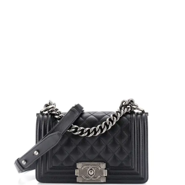 Chanel Boy Flap Bag Quilted Caviar Small