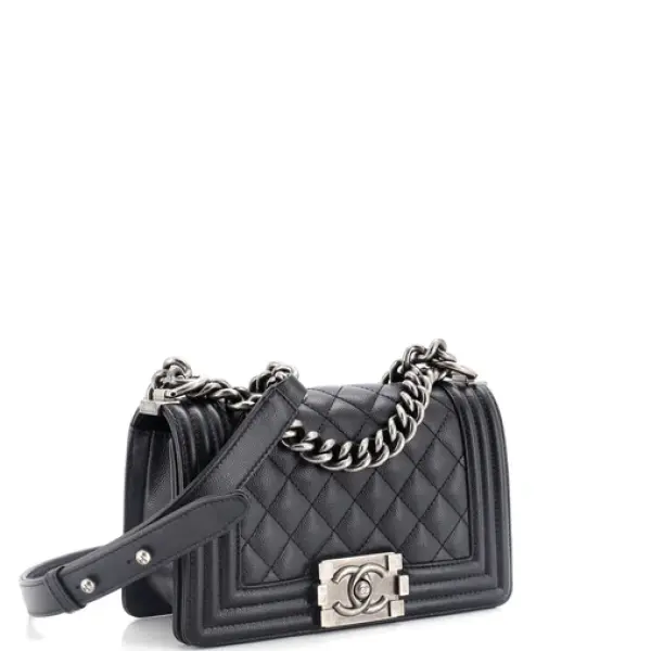 Chanel Boy Flap Bag Quilted Caviar Small